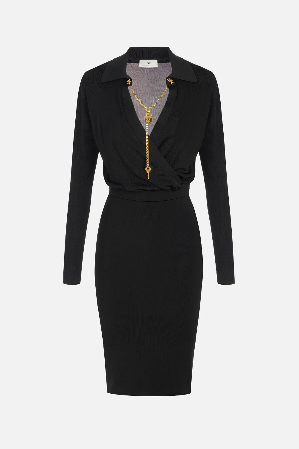 Abito in maglia di viscosa Elisabetta Franchi con catena gioiello AM19S 66E2110 Elisabetta Franchi