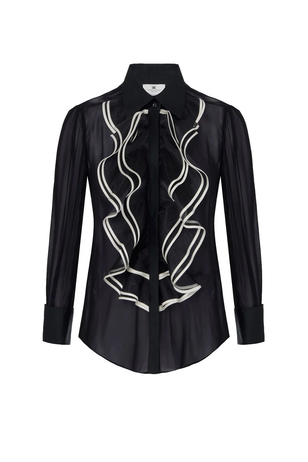 Camicia in viscosa con rouches CA210 67E2685 Elisabetta Franchi