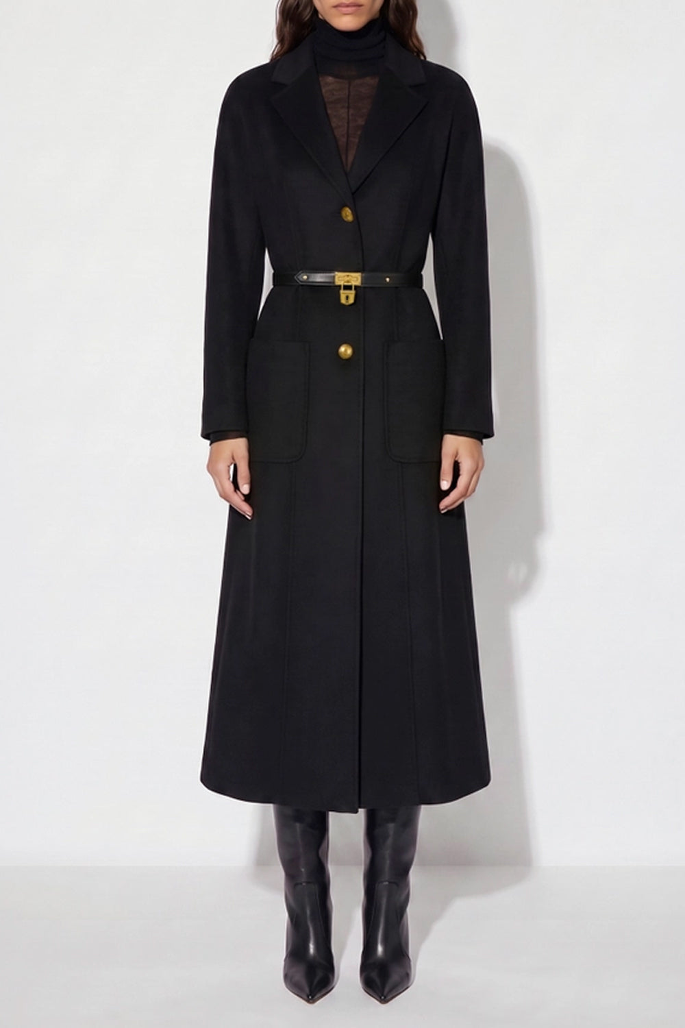 Cappotto in panno double con cintura CP03D 67E2110 Elisabetta Franchi