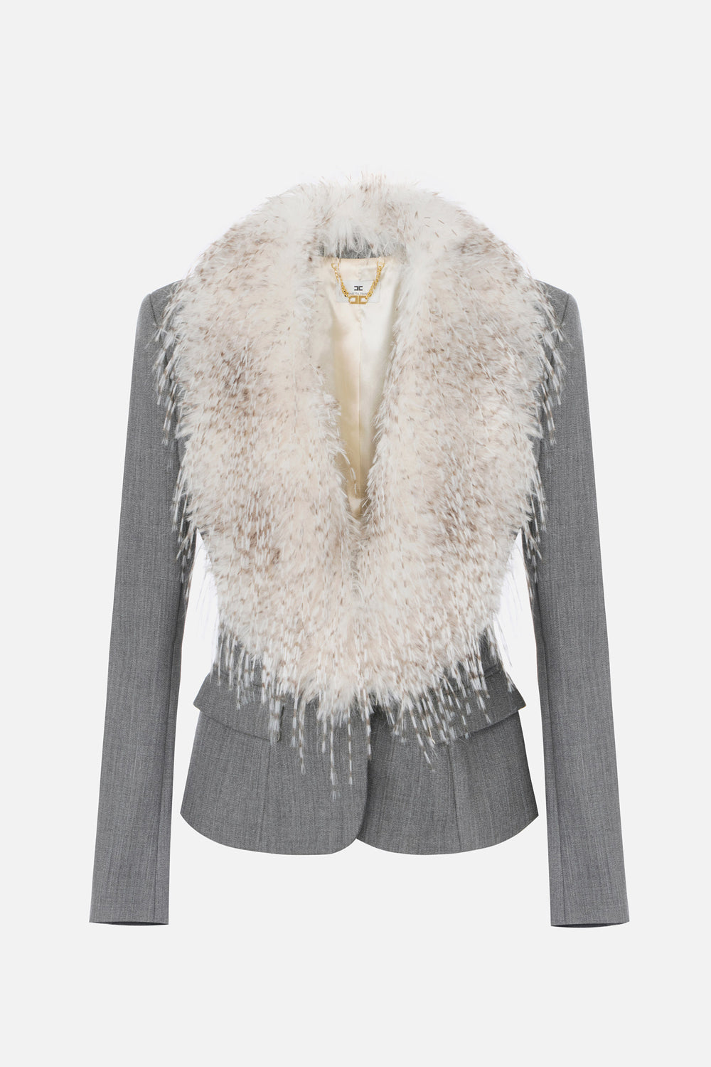 Giacca in lana con collo effetto pelliccia GI289 67E2431 Elisabetta Franchi