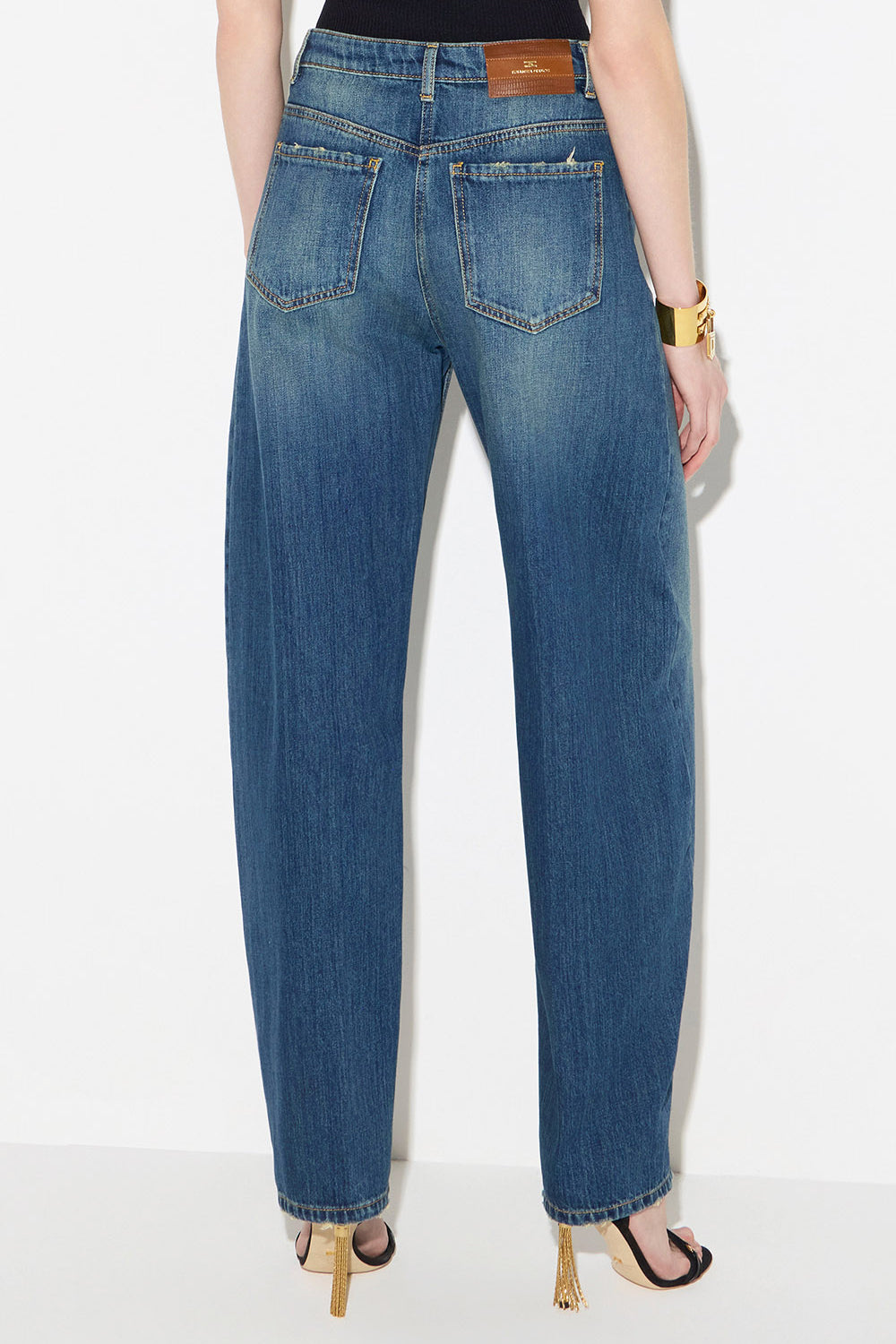 Jeans balloon con bottoni gioiello PJ10D 66E2139 Elisabetta Franchi