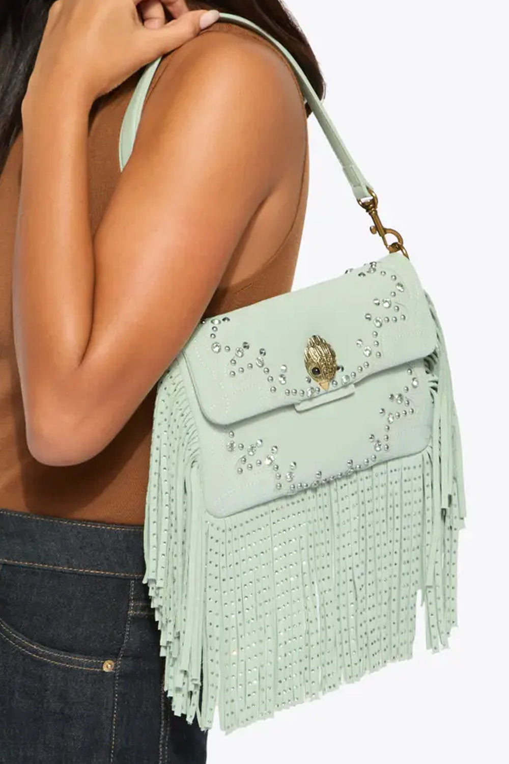 oxford fringe shoulder bag 5842973219 /GREEN Kurt Geiger London