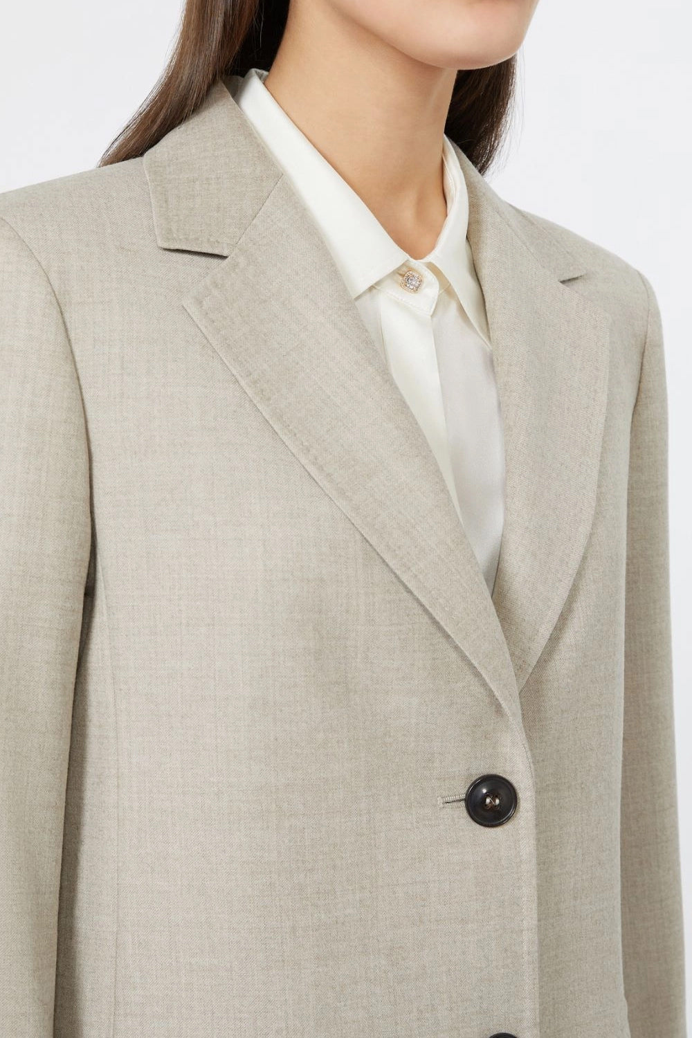 Blazer monopetto in flanella di lana MSTEDITO 052BEIGE Max Mara Studio