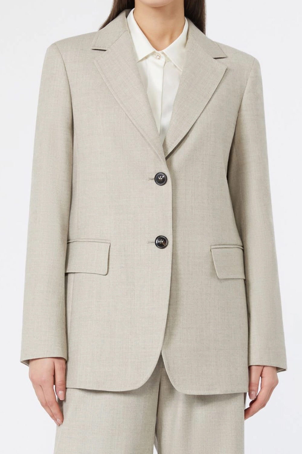 Blazer monopetto in flanella di lana MSTEDITO 052BEIGE Max Mara Studio