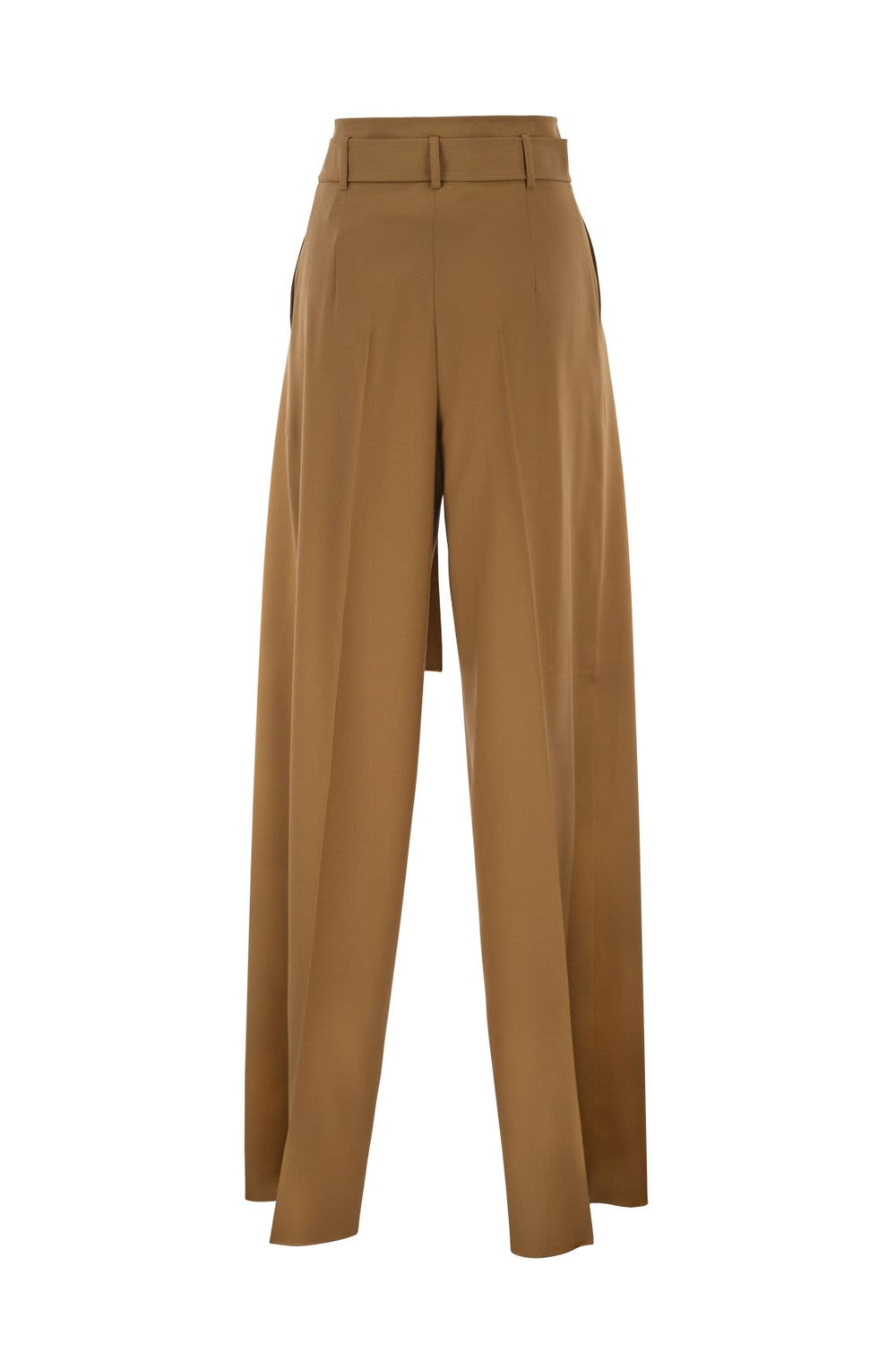 Pantaloni wide leg in pura lana con cintura MSTSERIO 013CARAMELLO Max Mara Studio