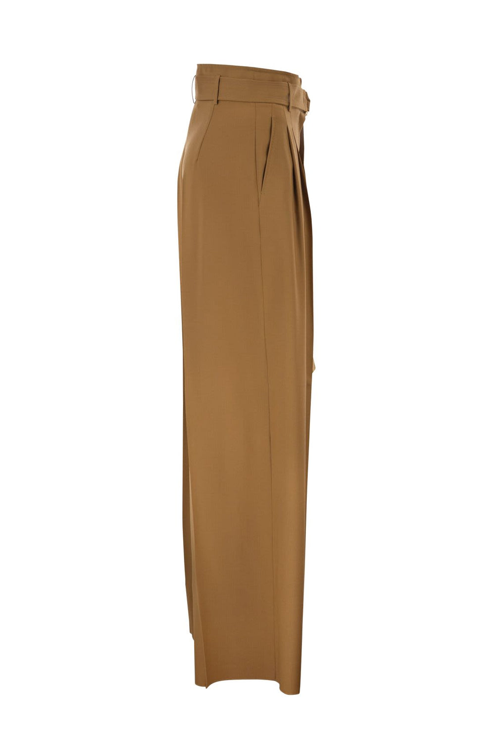 Pantaloni wide leg in pura lana con cintura MSTSERIO 013CARAMELLO Max Mara Studio