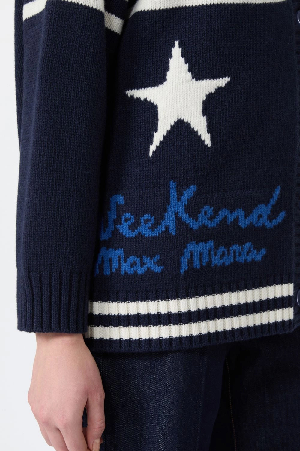 Cardigan in lana jacquard WKDBELGIO 005BLU MARINO Max Mara Weekend