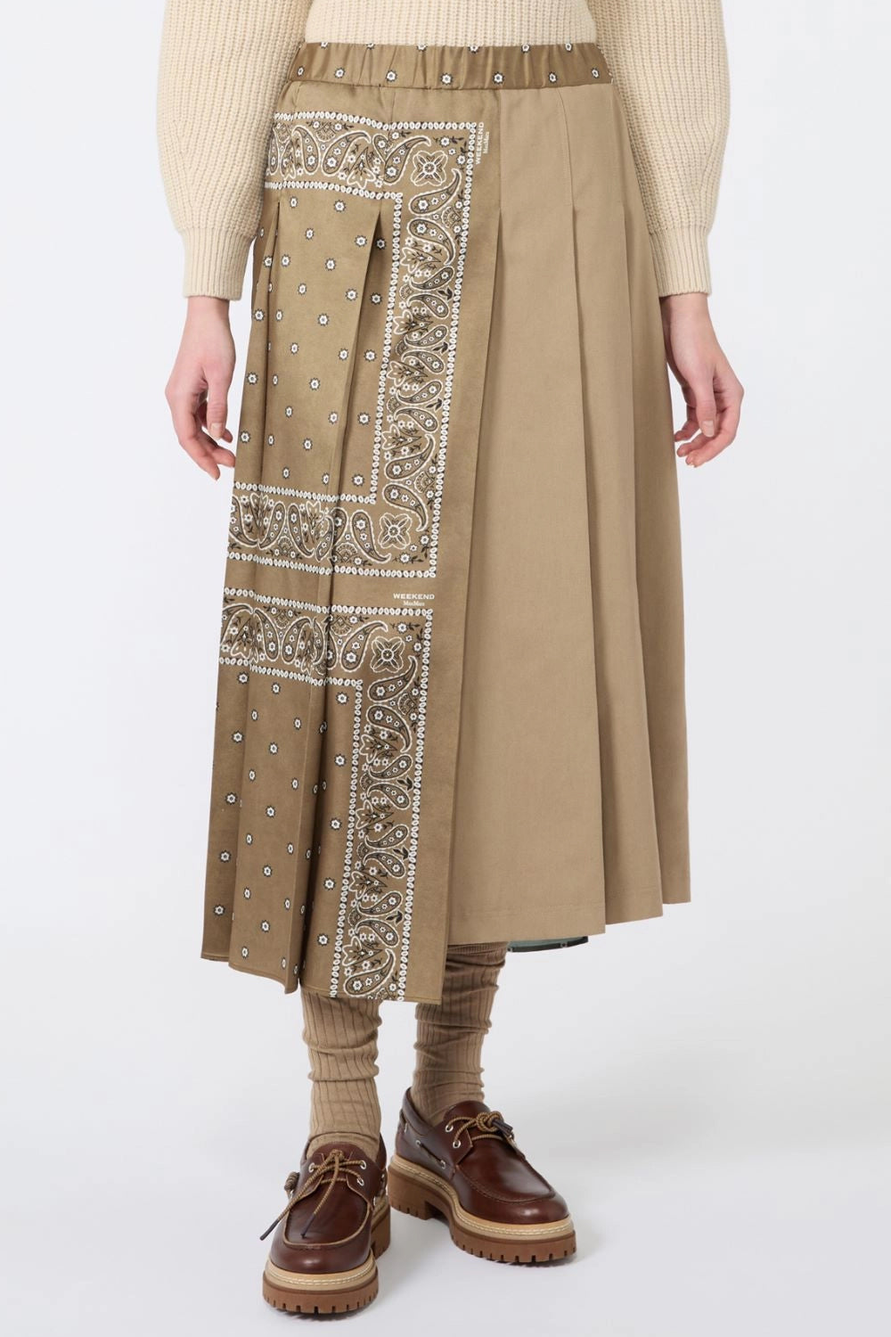 Gonna in twill stampato e drill di cotone WKDCECI 001CUOIO Max Mara Weekend