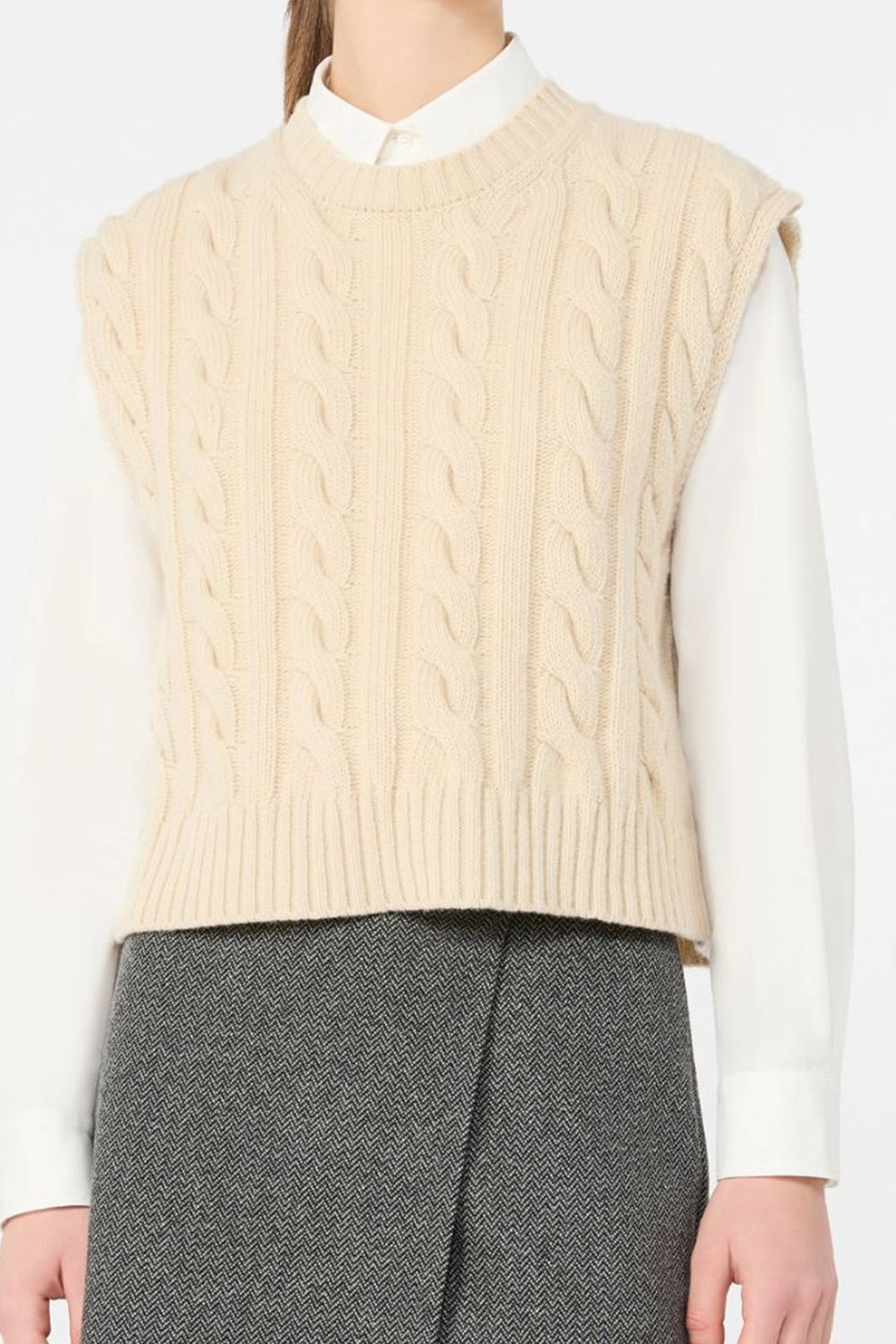 Gilet in filato di lana a trecce WKDCLOWN 008GHIACCIO Max Mara Weekend