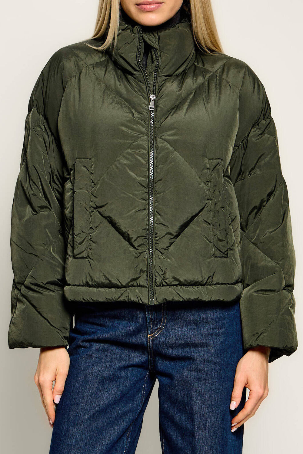 piumino corto con zip WKDEDITO 003VERDE KAKI Max Mara Weekend