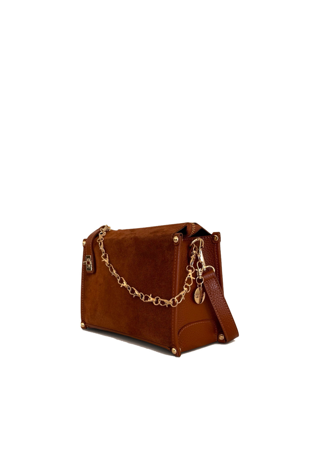 borsa a tracolla in pelle e camoscio IVY CUOIO Momà Luxury