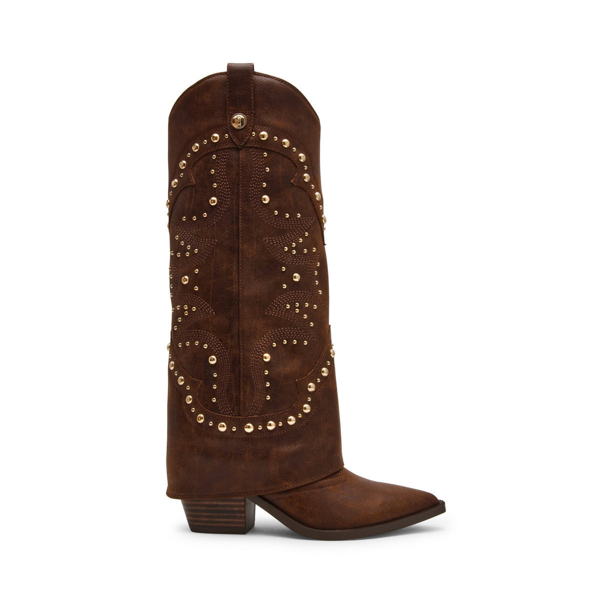 stivale texano in pelle con borchie STAGECOACH /BROWN LEATHER Steve Madden