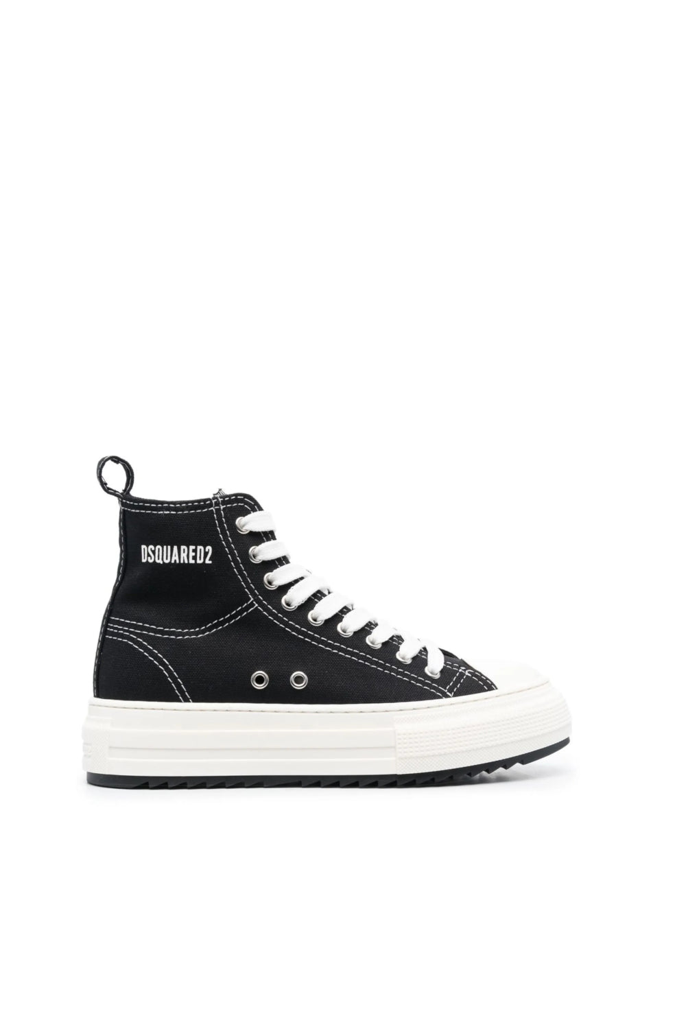 Sneakers Alte DSQUARED2 Nero/Bianco in Pelle e Cotone Plateau con Logo SNW0231/25406362M2657 NERO Dsquared2