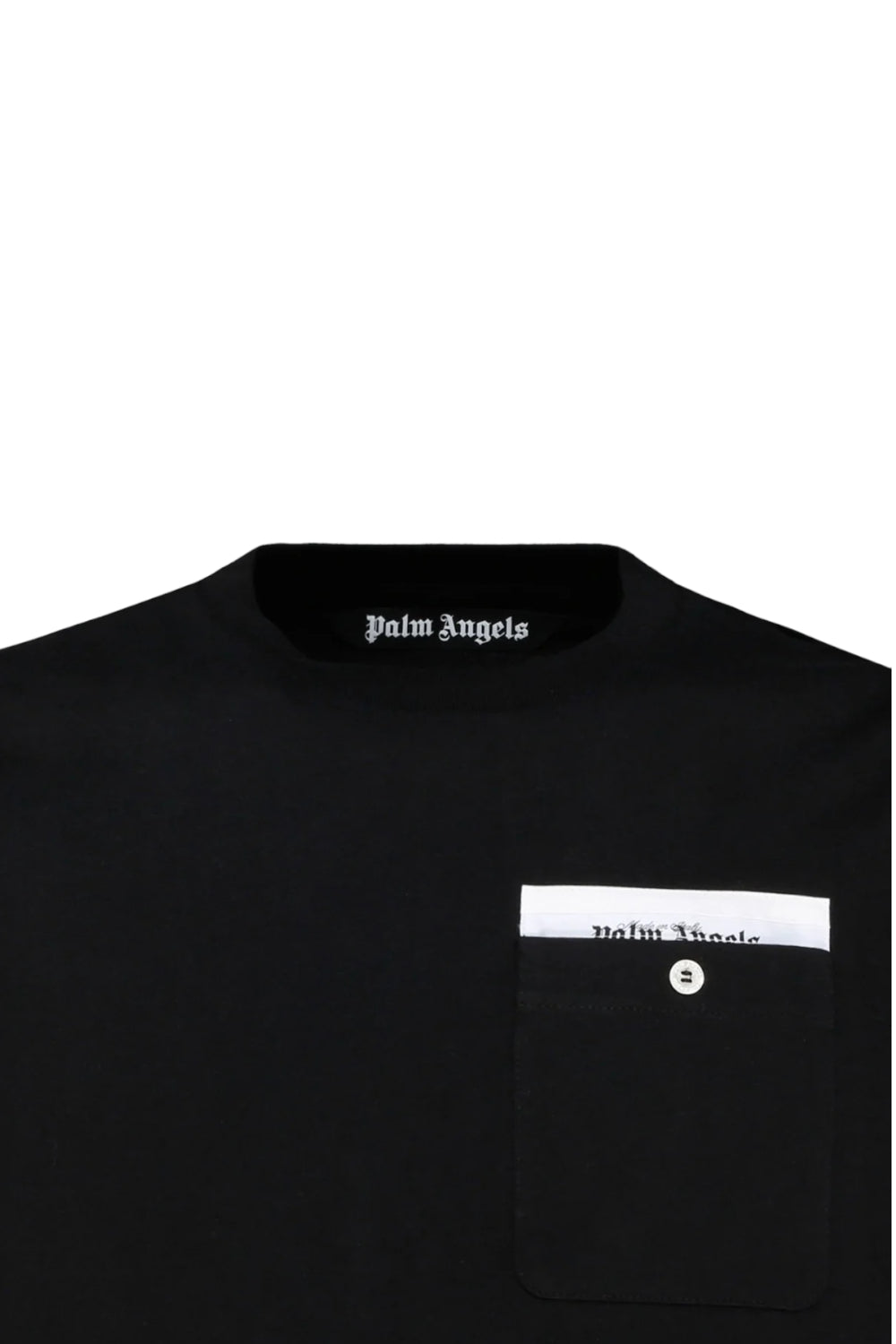 T-Shirt Uomo Palm Angels Sartorial Tape Pocket Nero/Off White PMAA088E23 JER0011003 Palm Angels