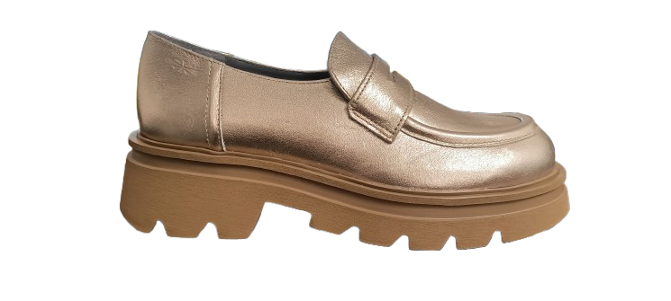 Mocassino Noriko in Pelle con Punta Rotonda e Suola Dentellata in Gomma KARO SILK SAT.VANILLA Patrizia Bonfanti