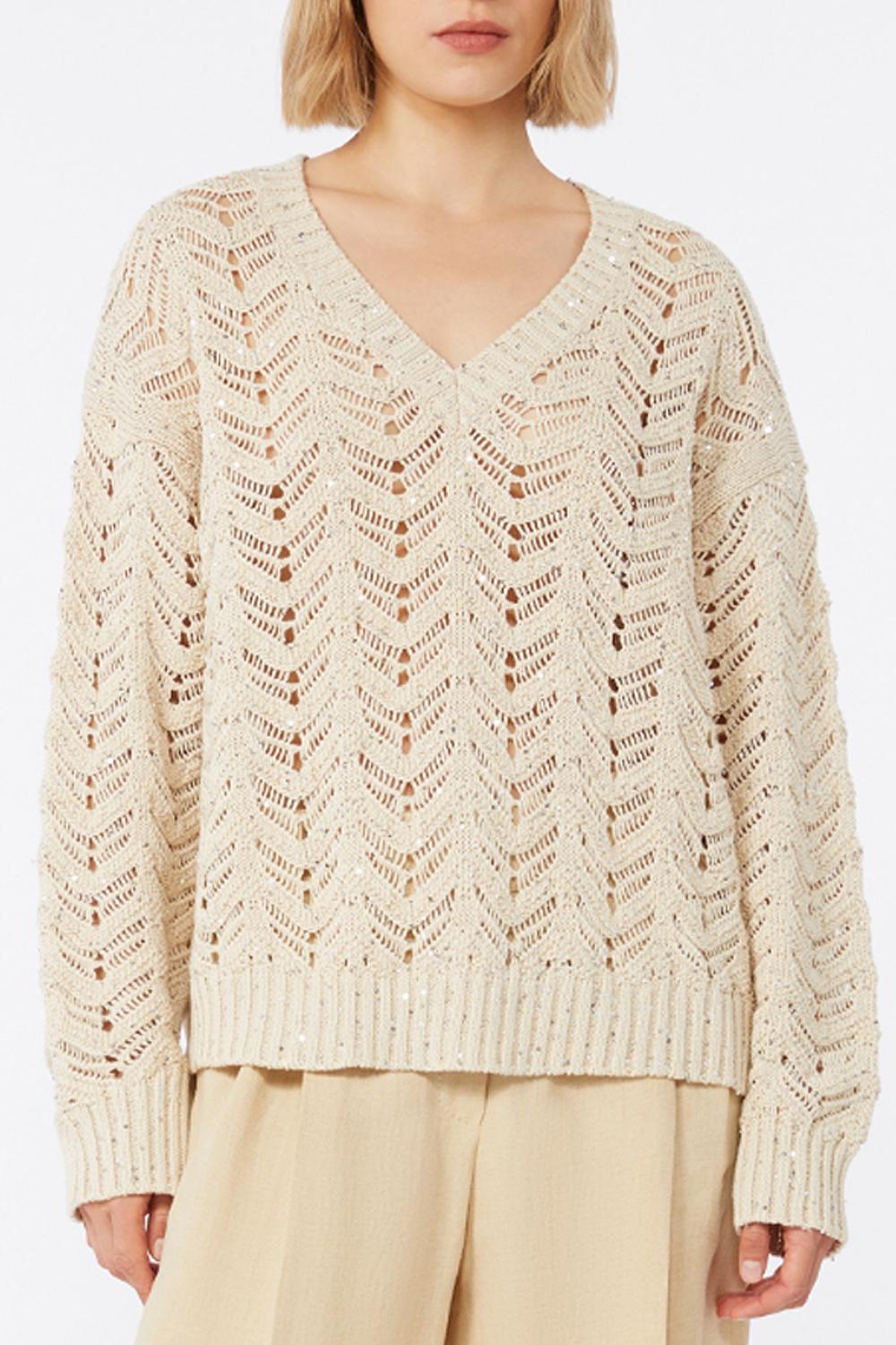 Maglia in filato di cotone e paillette MSTFELINO 002BEIGE Max Mara Studio