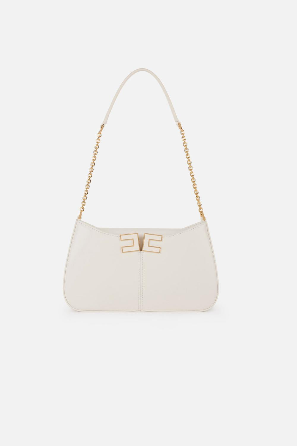 Borsa Elisabetta Franchi a Spalla con Tracolla in Metallo e Logo Dorato BS93A 61E2360 Elisabetta Franchi