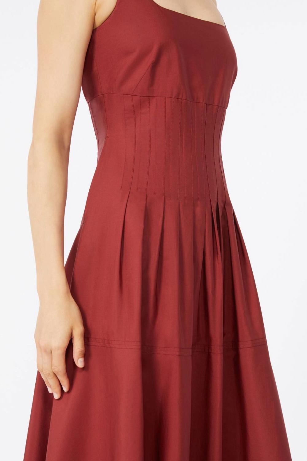 Abito in popeline con gonna ampia MSTFELTRE 074MATTONE ROSSO Max Mara Studio