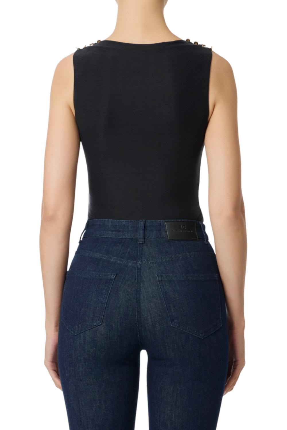 Canotta in cupro con bottoni<BR/> CN001 56E2110 Elisabetta Franchi