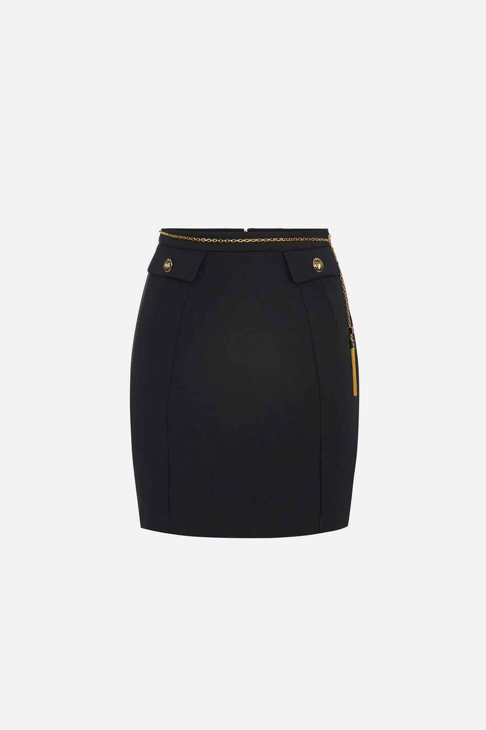 Gonna in doppio crêpe con catena gioiello GO148 57E2110 Elisabetta Franchi