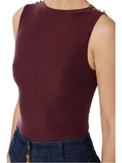 Canotta in cupro con bottoni<BR/> CN001 56E2EA3 Elisabetta Franchi