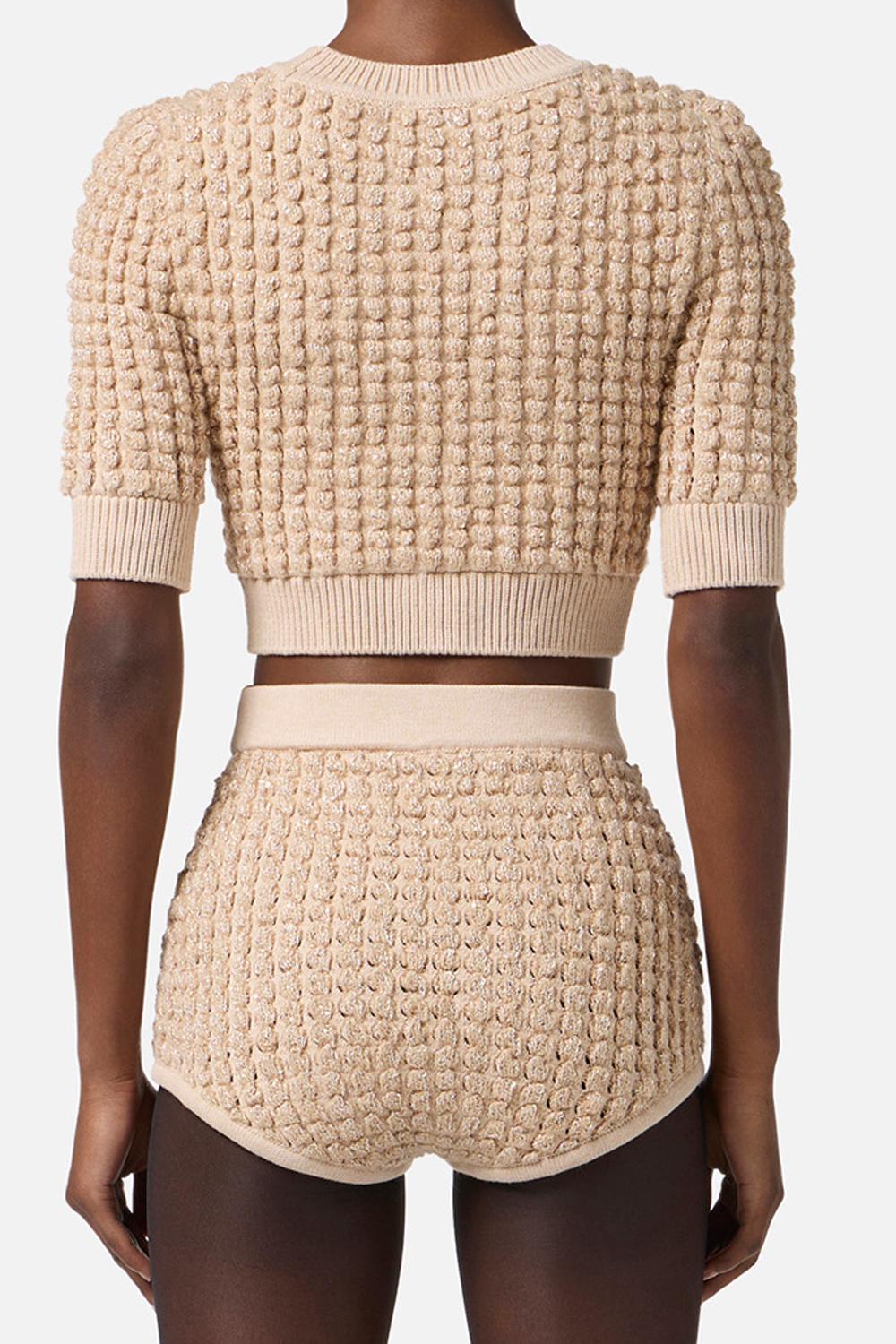 Top in maglia bouclé con paillettes<BR/> MK18Q 56E2EA2 Elisabetta Franchi