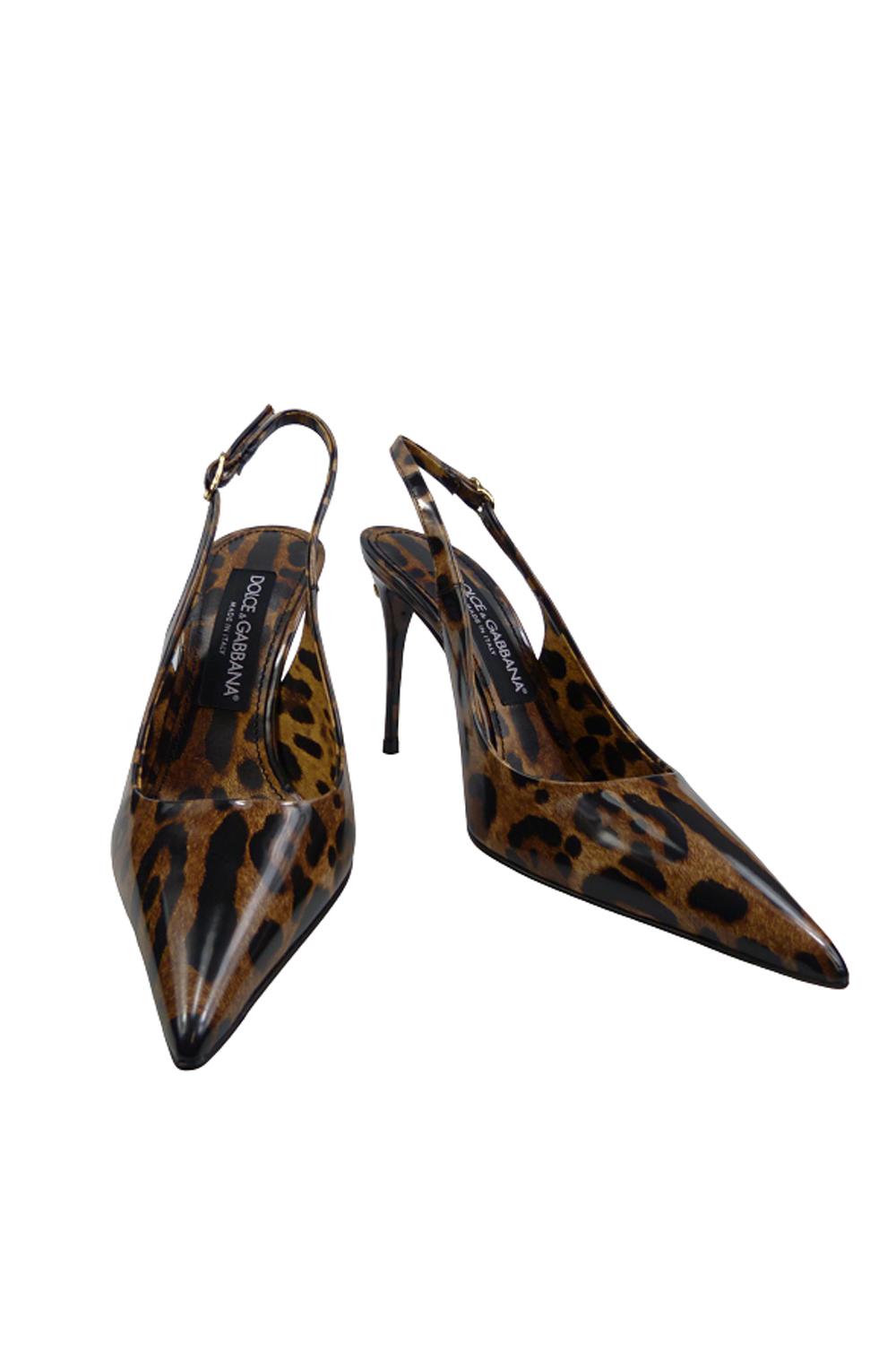 Décolleté Dolce & Gabbana in Pelle Animalier Tacco Stiletto con Monogramma Dorato CG0621 AM568HA93MANIMALIER Dolce & Gabbana