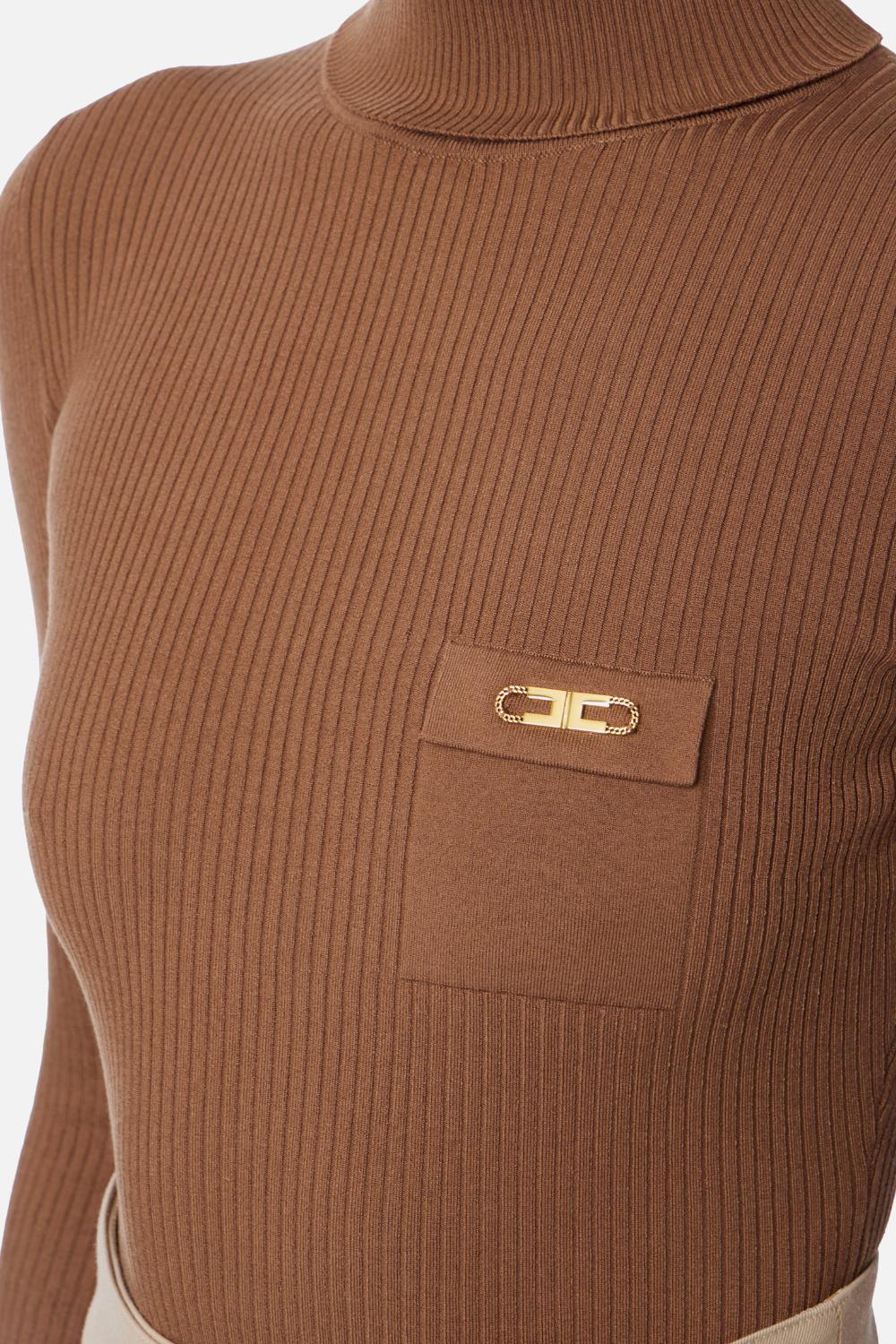 Maglia a costine con taschino<BR/> MK11B 56E2EC1 Elisabetta Franchi