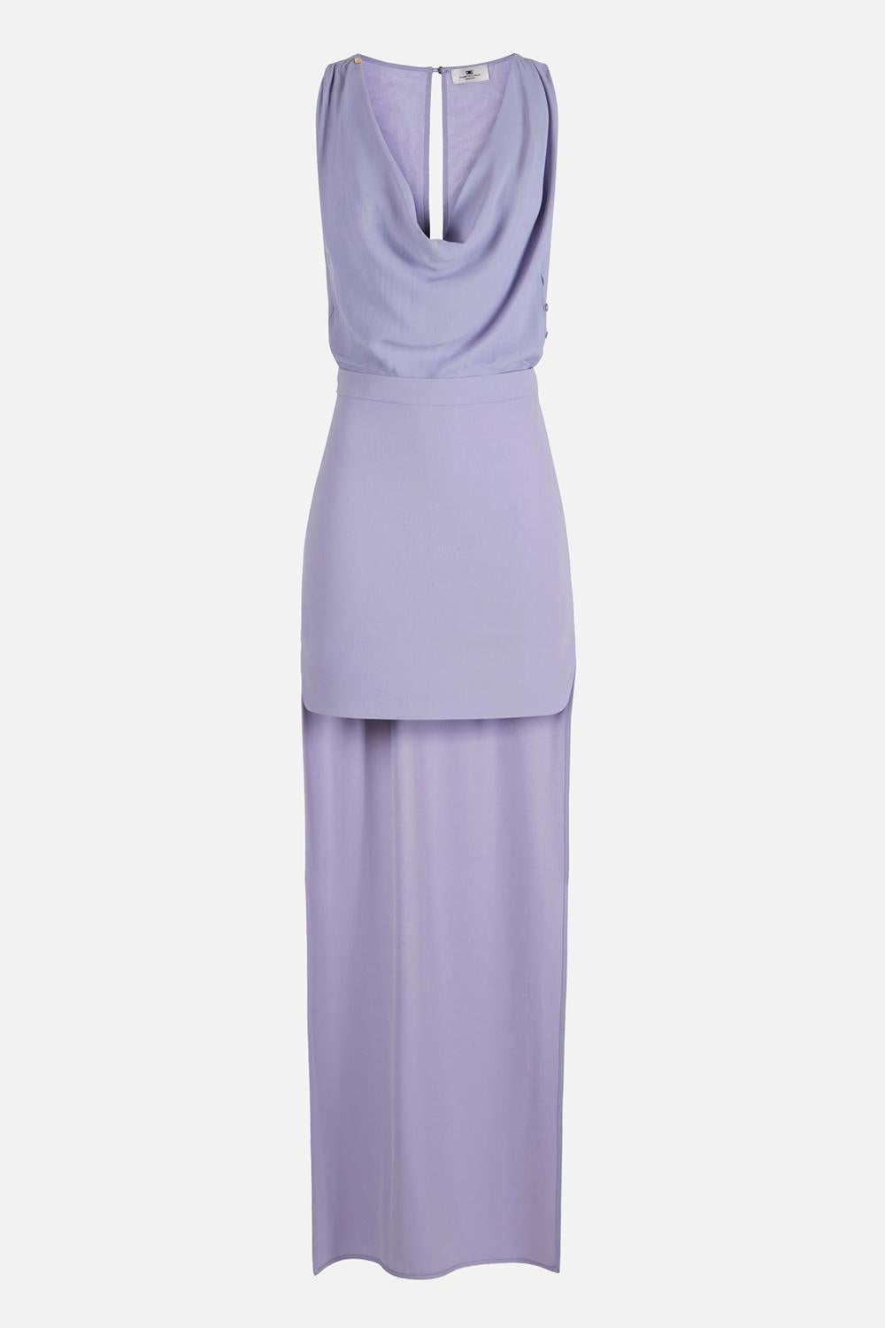 Abito in georgette di viscosa e crêpe con coda AB915 61E2EV7 Elisabetta Franchi