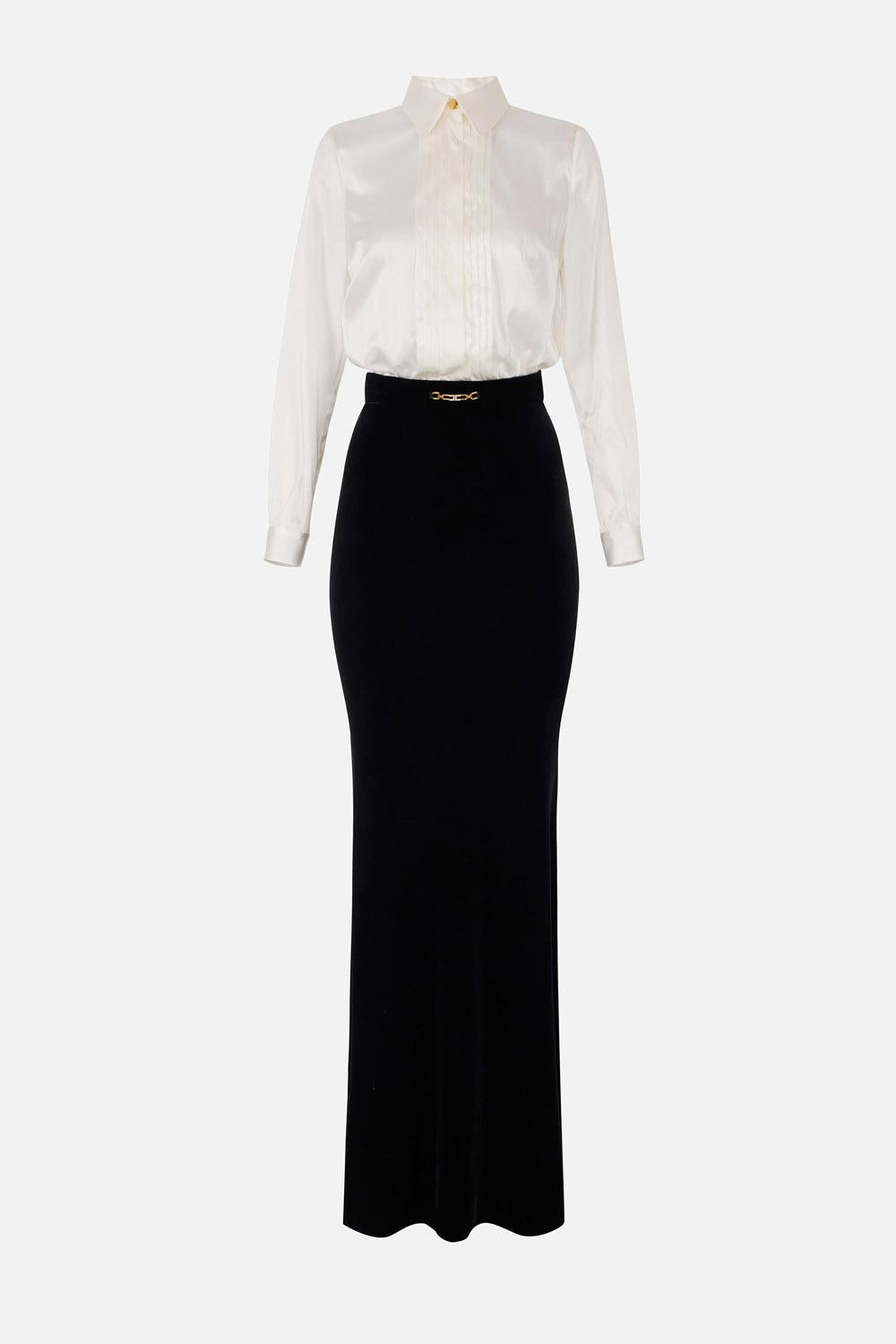 Abito Red Carpet in raso e velluto<BR/> ABR46 57E2309 Elisabetta Franchi