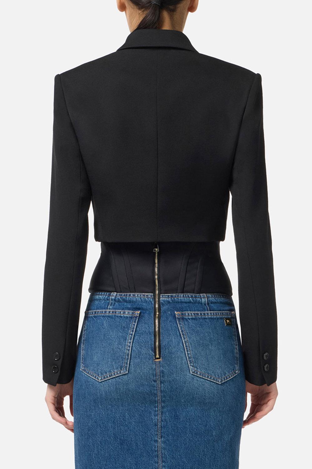 Giacca cropped in gabardina GI195 58E2110 Elisabetta Franchi