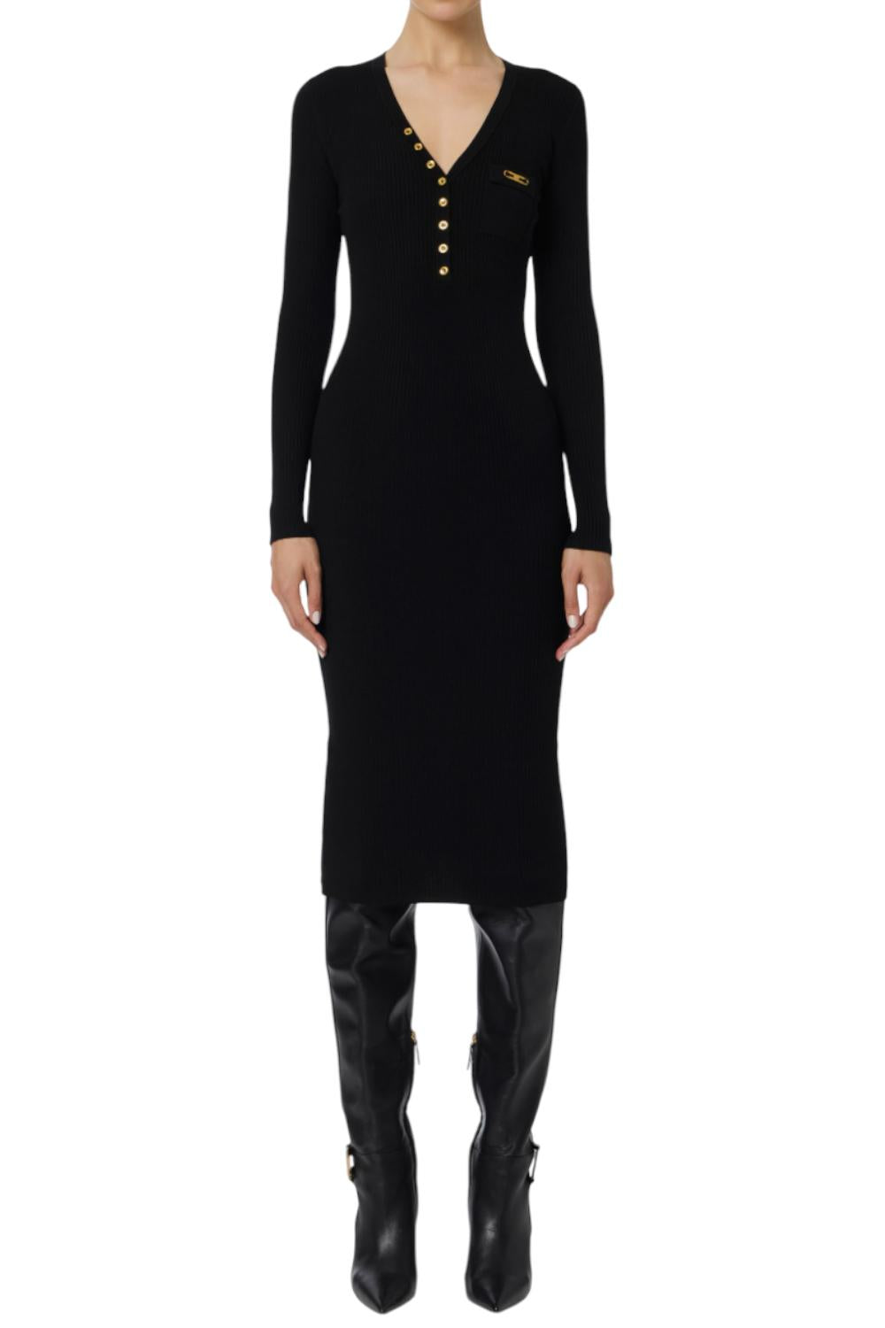 Abito in maglia a costine con taschino<BR/> AM10B 56E2110 Elisabetta Franchi