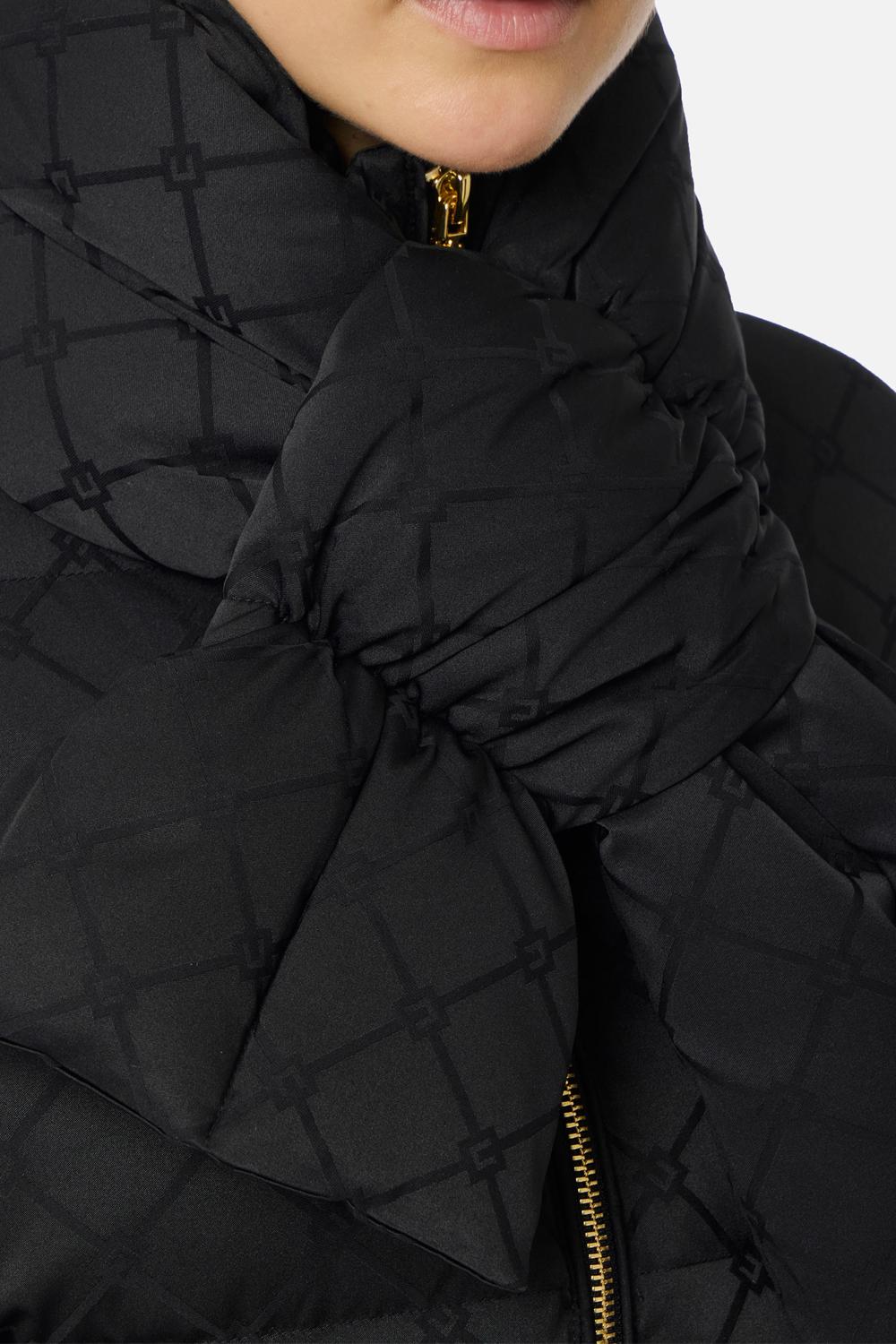 Piumino in tessuto vela jacquard con cintura PI83D 56E2110 Elisabetta Franchi