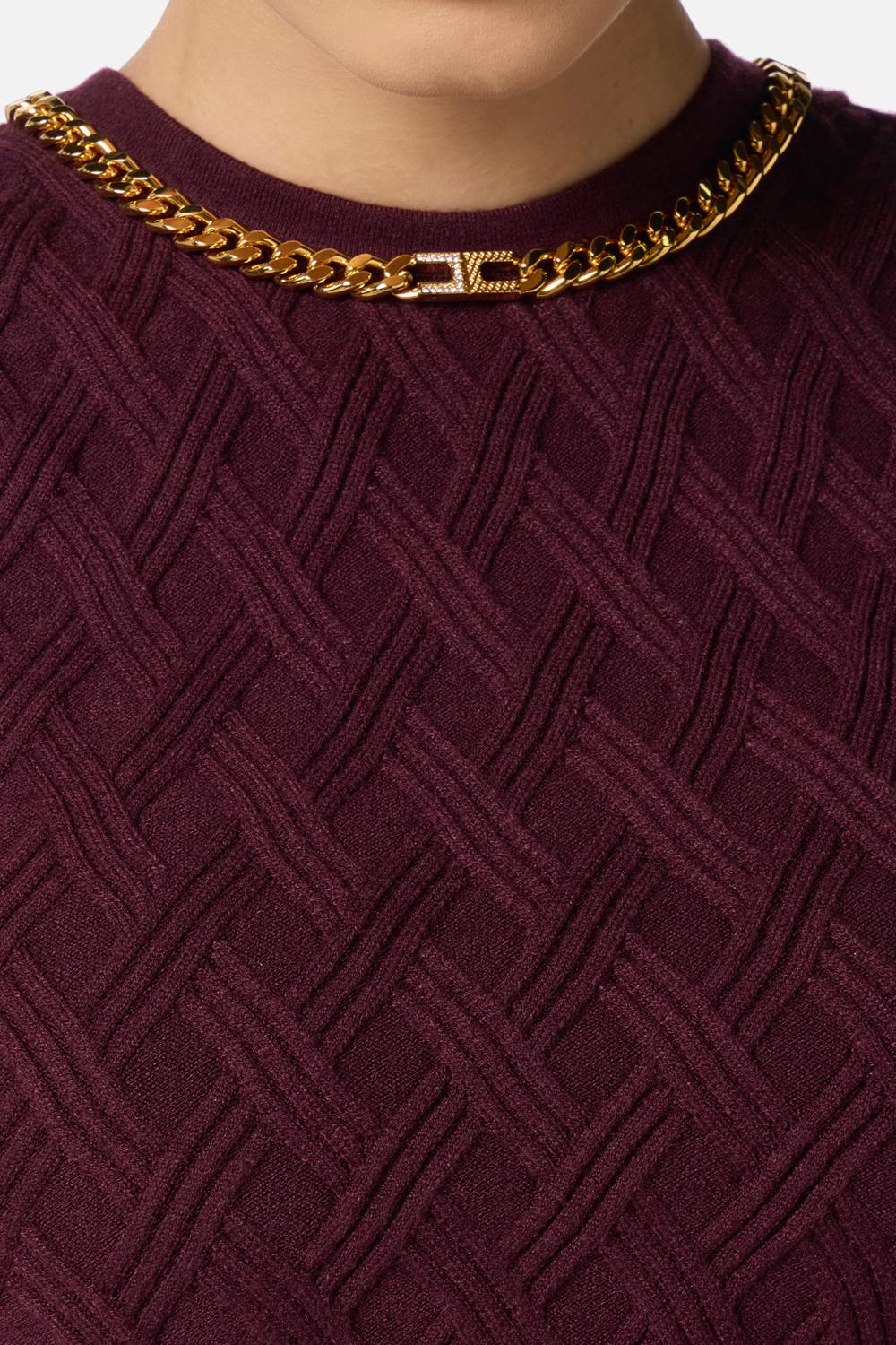 Top in maglia a rombi con dettaglio gioiello<BR/> TK60B 56E2EA4 Elisabetta Franchi