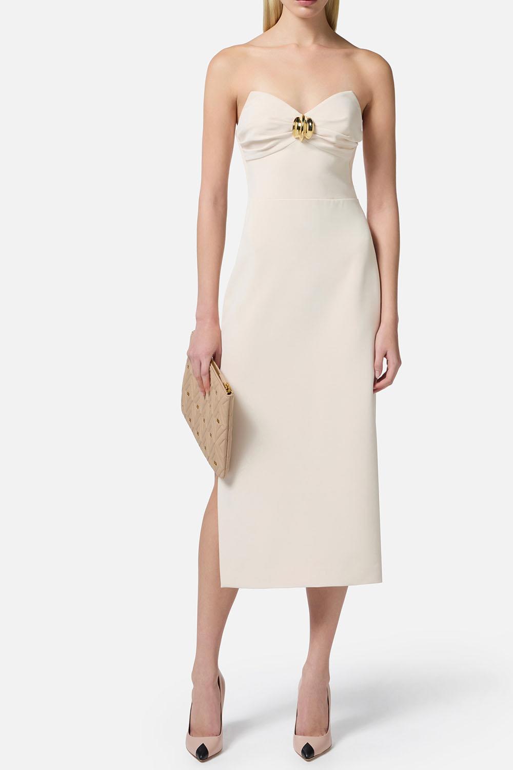 Tubino in crêpe fluido con macro fiocco<BR/> AB769 51E2193 Elisabetta Franchi