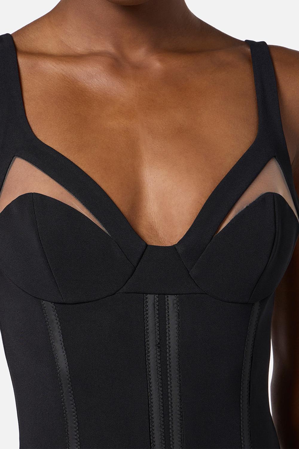 Abito in crêpe leggero con tulle<BR/> AB802 56E2110 Elisabetta Franchi