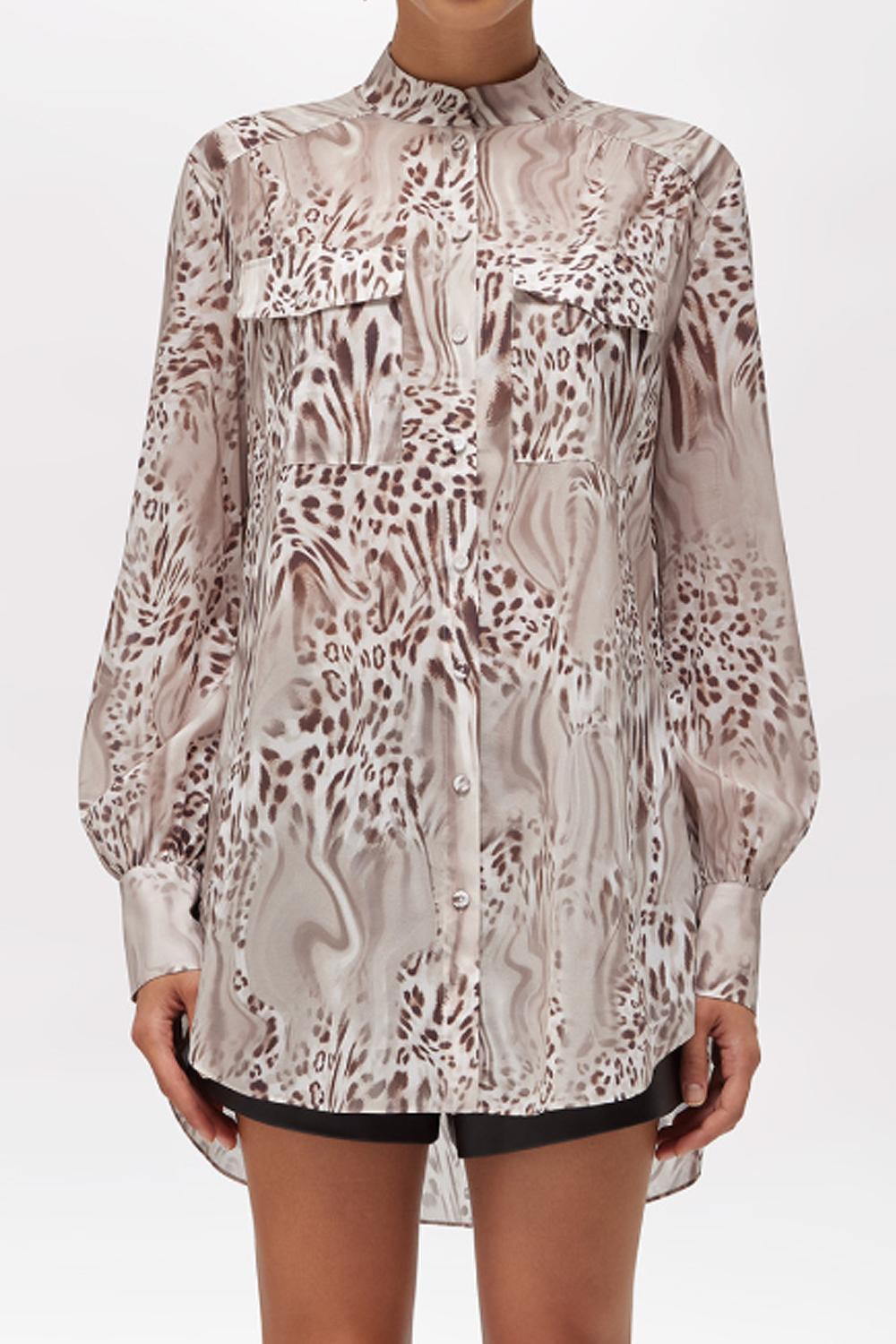 CAMICIA OVER IN SETA ANIMALIER RA6058 T2949P9371 Blugirl