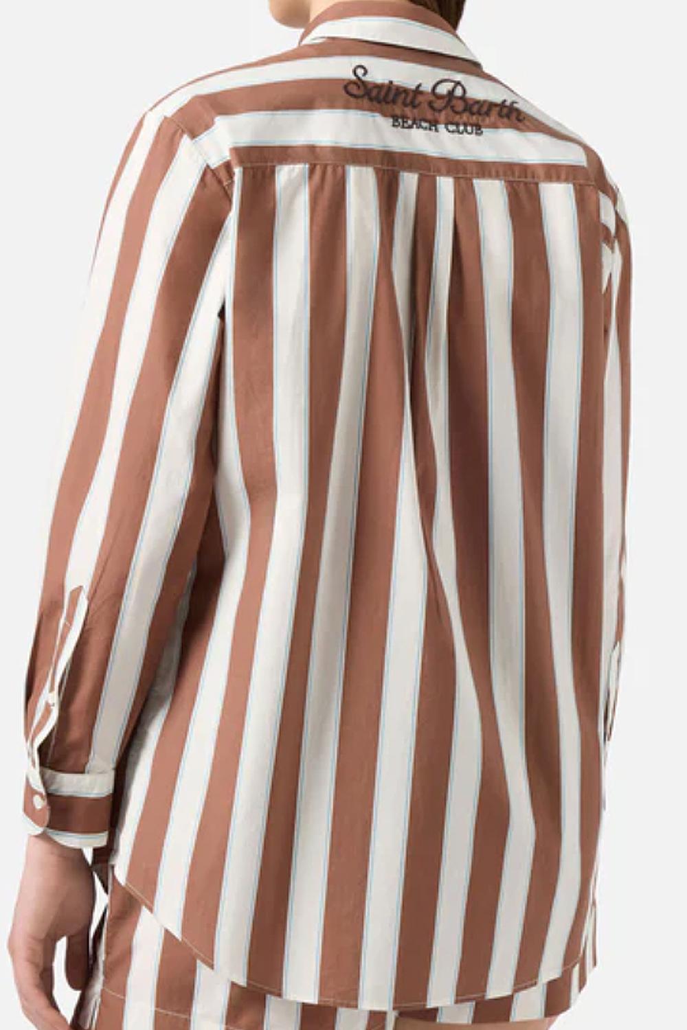 camicia brigitte mc2 in cotone a righe marroni con ricamo Sport Club BRIG001 -01418L Mc2 Saint Barth