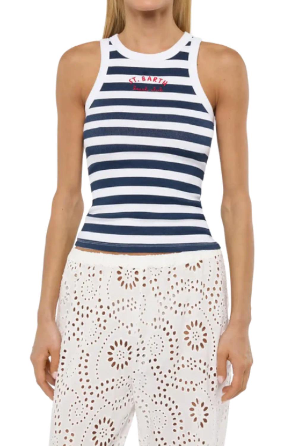 Ada canotta in cotone a coste a righe <BR/> AAD001 /01600H Mc2 Saint Barth