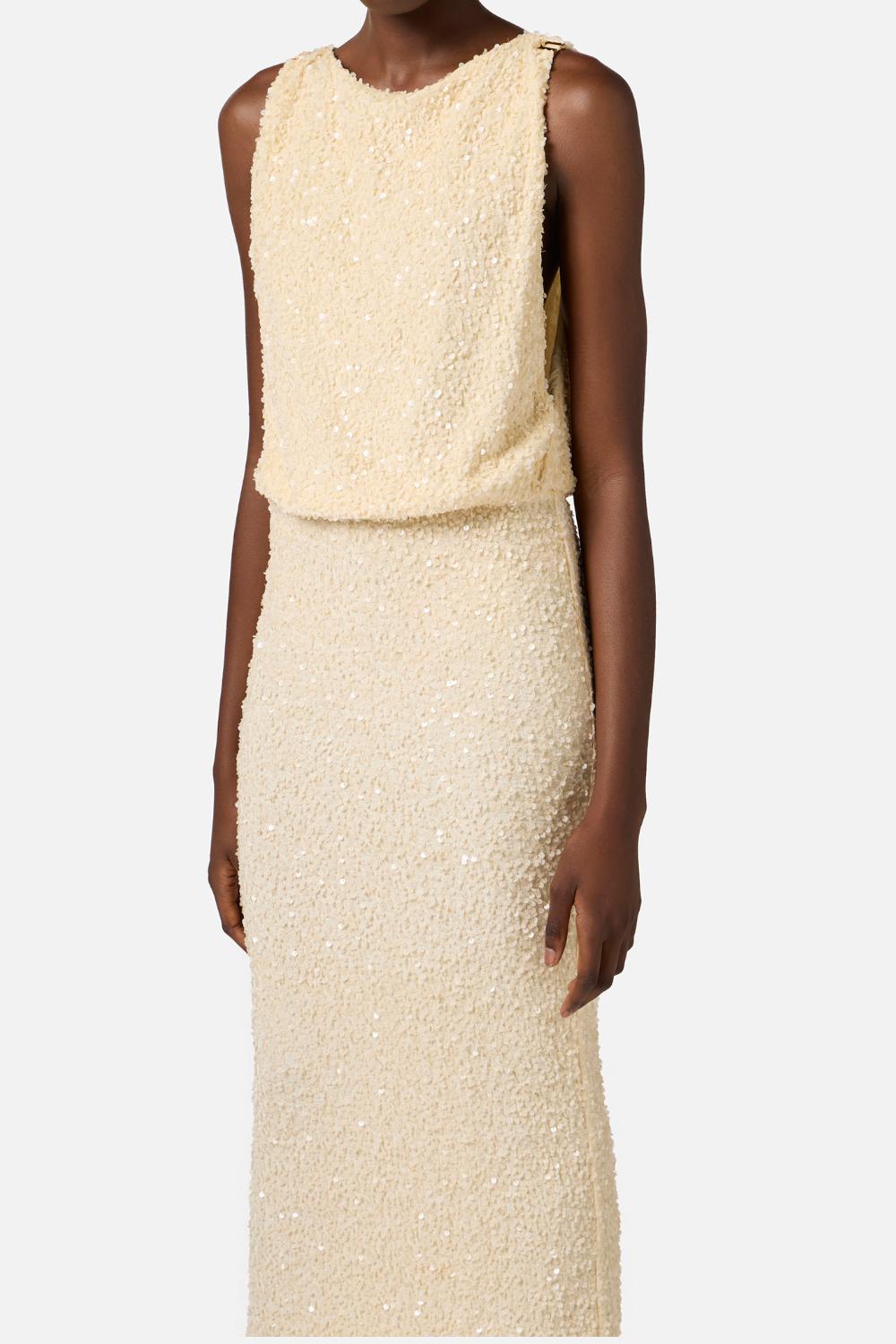 Abito Red Carpet in paillettes con dettaglio logo<BR/> ABR52 52E2DC7 Elisabetta Franchi