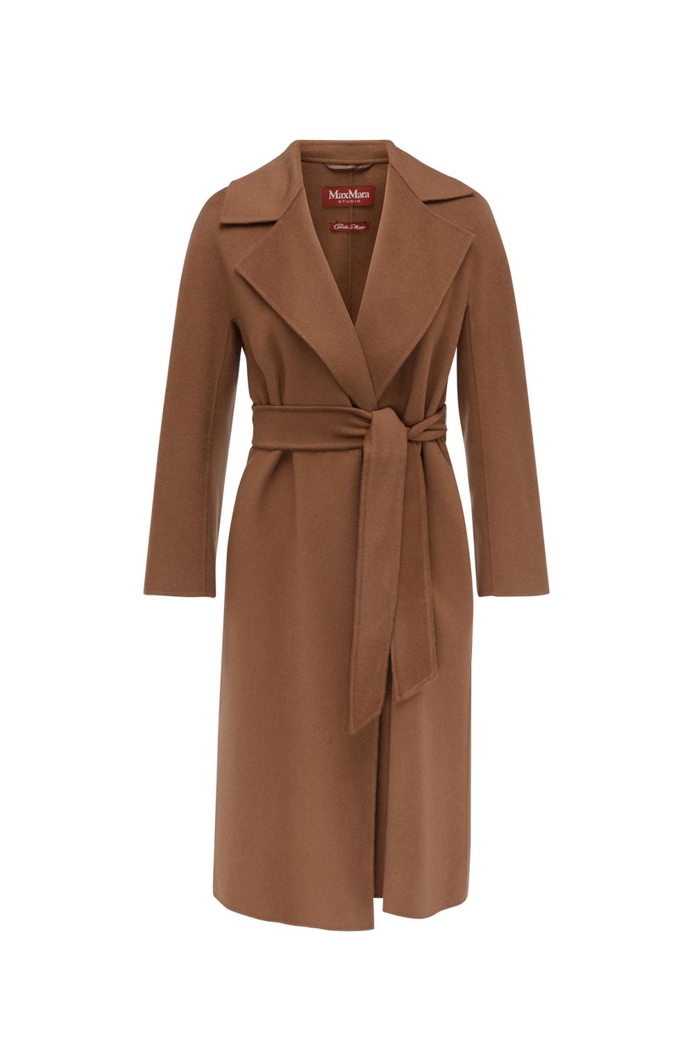 Cappotto in lana, cachemire e seta con cintura<BR/> CLES 058NOCCIOLA Max Mara Studio