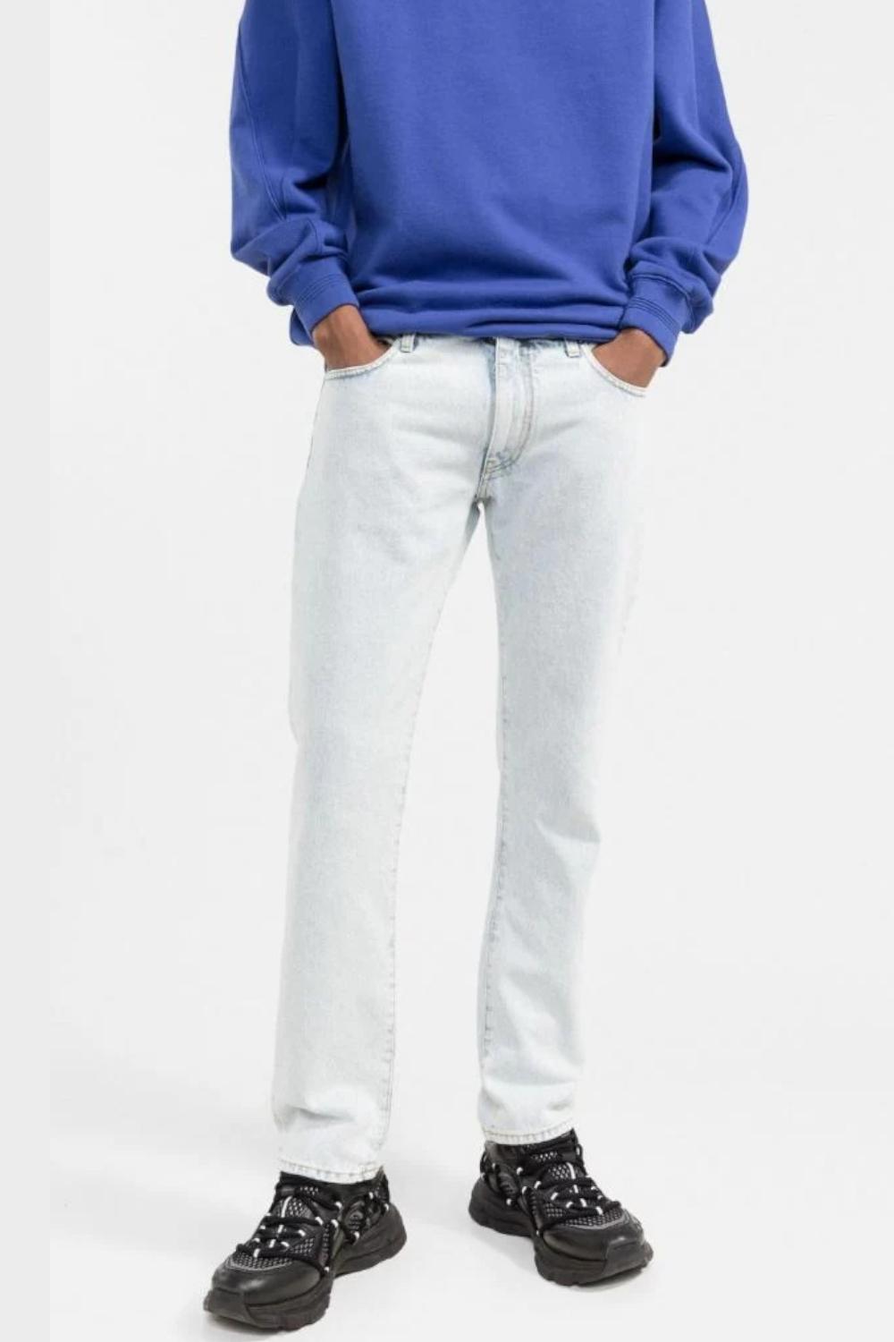 Jeans Uomo Off-White Diag Tab N Arrow Slim Bleach Blue OMYA147C 99DEN0024001 Off-White