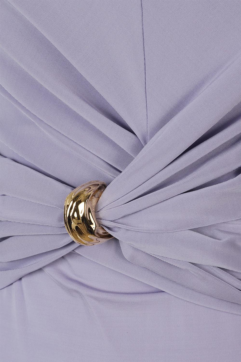 Top Elisabetta Franchi in Jersey con Drappeggio Centrale e Fermanodo Gioiello<BR/> TO037 61E2EV7 Elisabetta Franchi