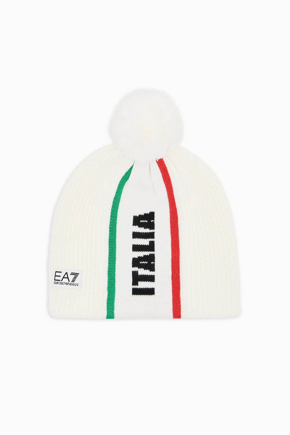 Italia Team Beanie con pon pon in misto lana 7X000514 AF24845M0217 EA7 Emporio Armani