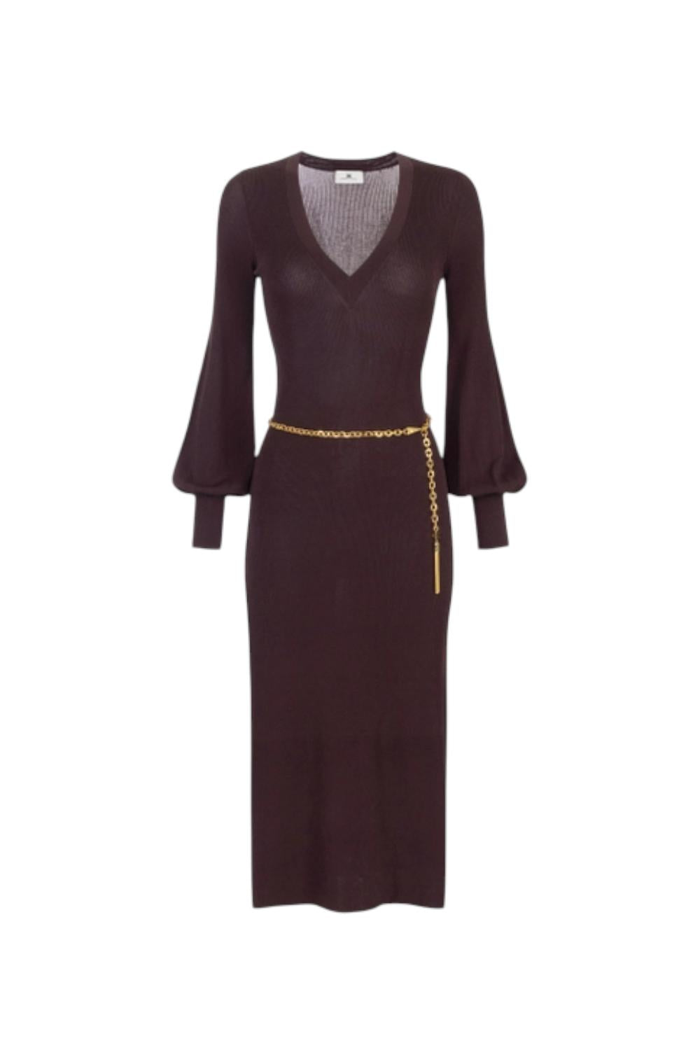 Abito in maglia di viscosa e seta con cintura<BR/> AM22B 56E2EA4 Elisabetta Franchi