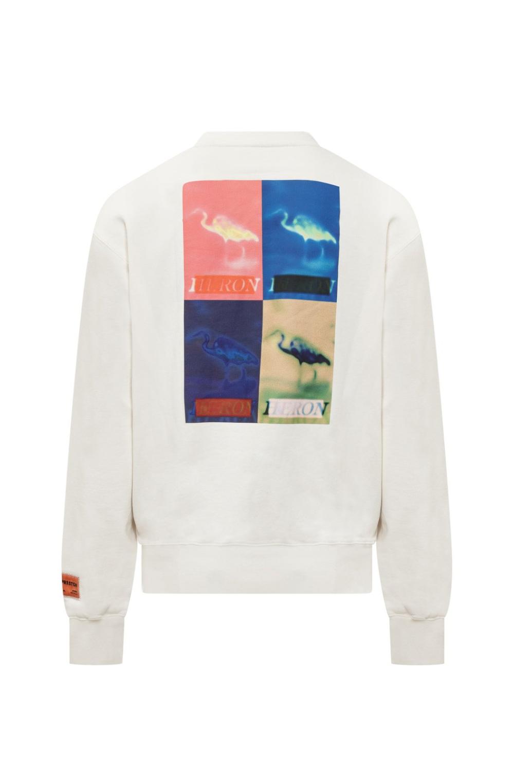 Felpa bianca This Is Not Logo Heron Preston con stampa frontale e label arancione HMBA020F22JER007 /0184 Heron Preston