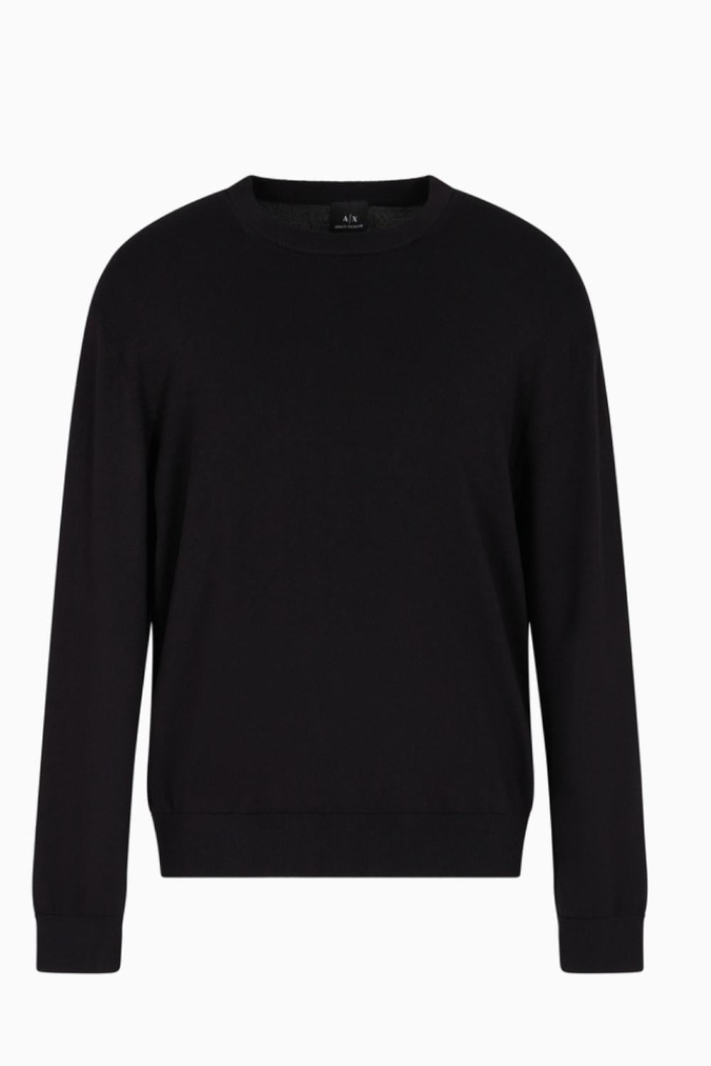 Pullover Girocollo in Viscosa Tinta Unita con Orli e Polsini a Costine XM001278 AF10454UB101 Armani Exchange