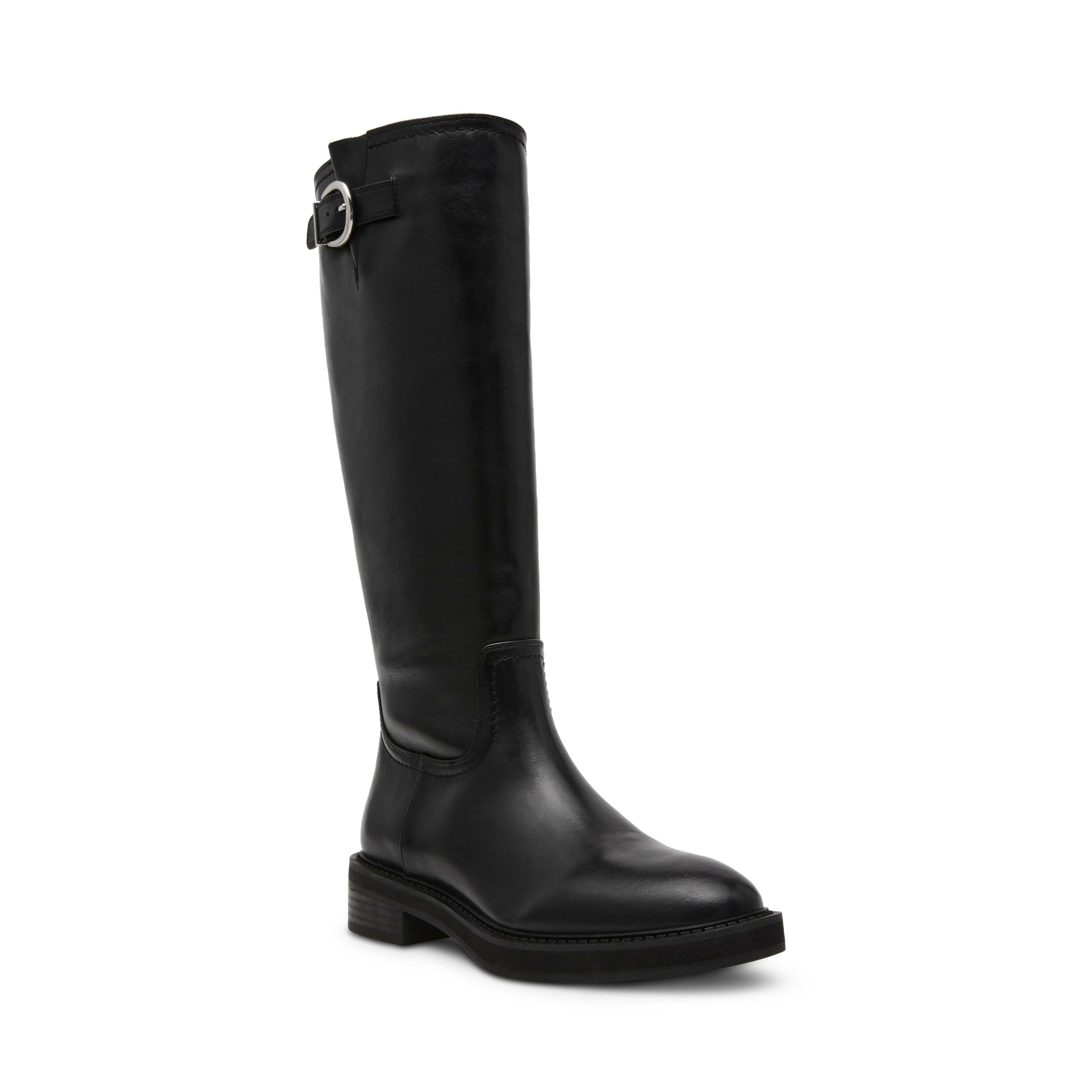 Stivale in Pelle con Fibbia e Zip Laterale LA RUE /BLACK Steve Madden