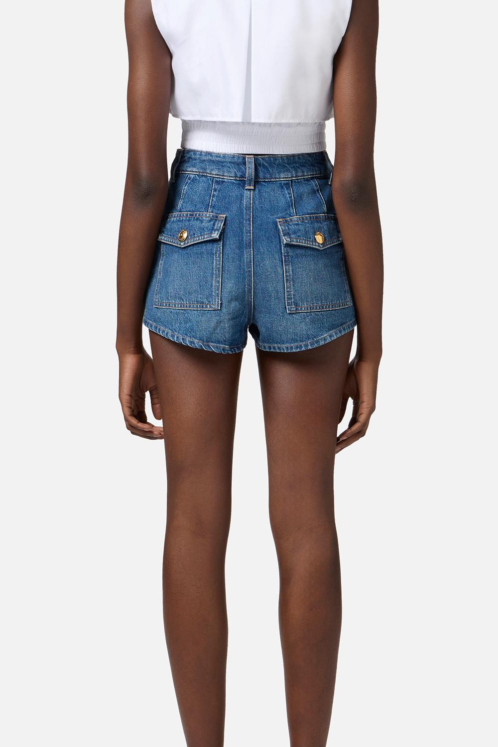 Shorts in denim con bottoni a vista<BR/> HJ35I 51E2104 Elisabetta Franchi