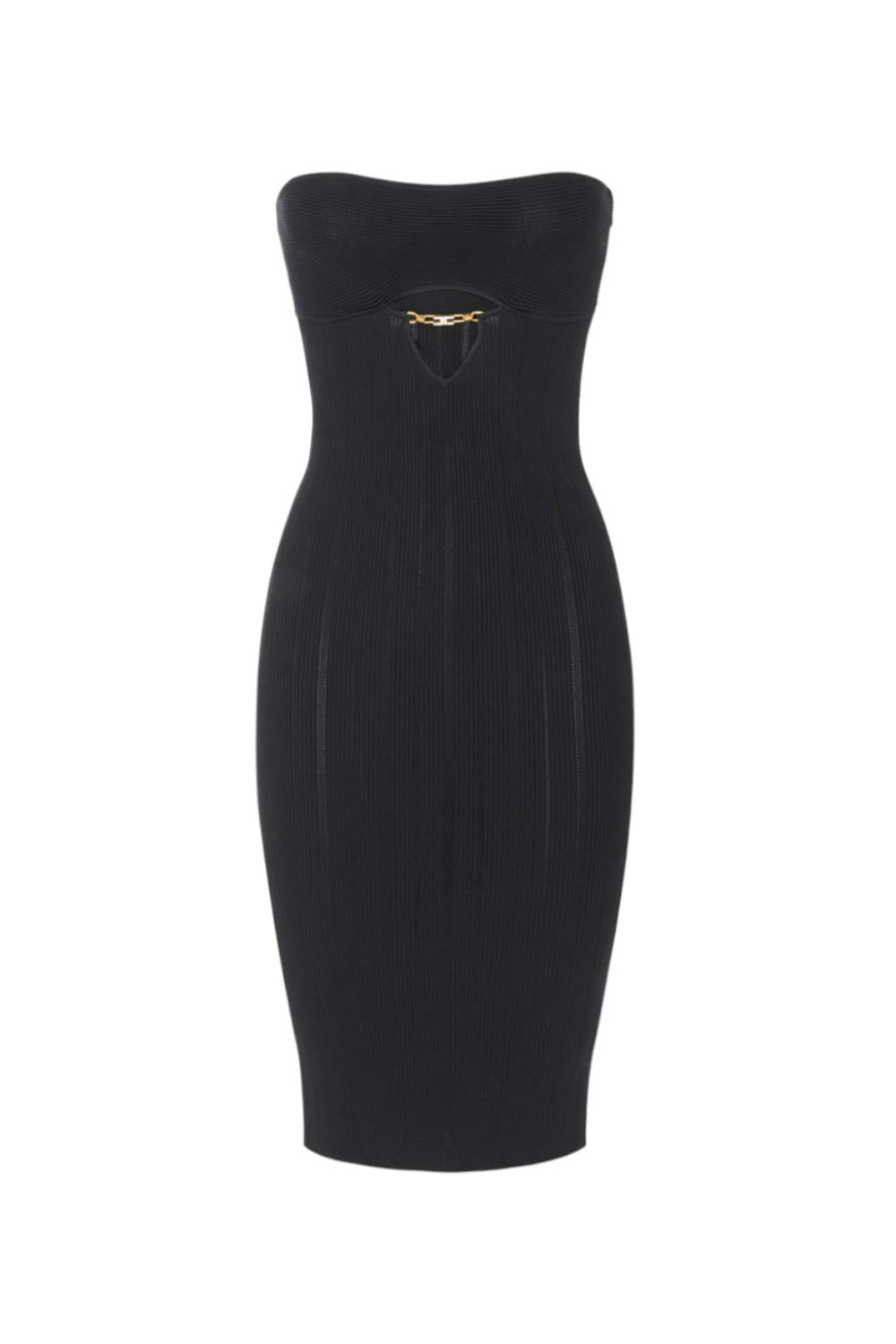 Abito in maglia a costine con dettagli à jour<BR/> AM05B 56E2110 Elisabetta Franchi